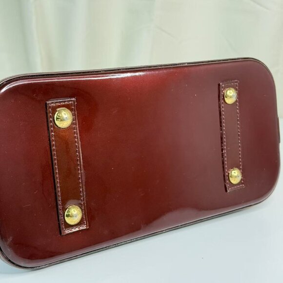 Louis Vuitton Burgundy Alma MM Top Handle Bag Monogram Vernis - Picture 6 of 10